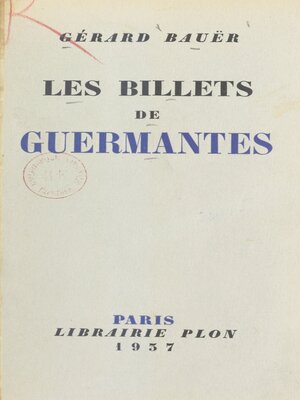 cover image of Les billets de Guermantes